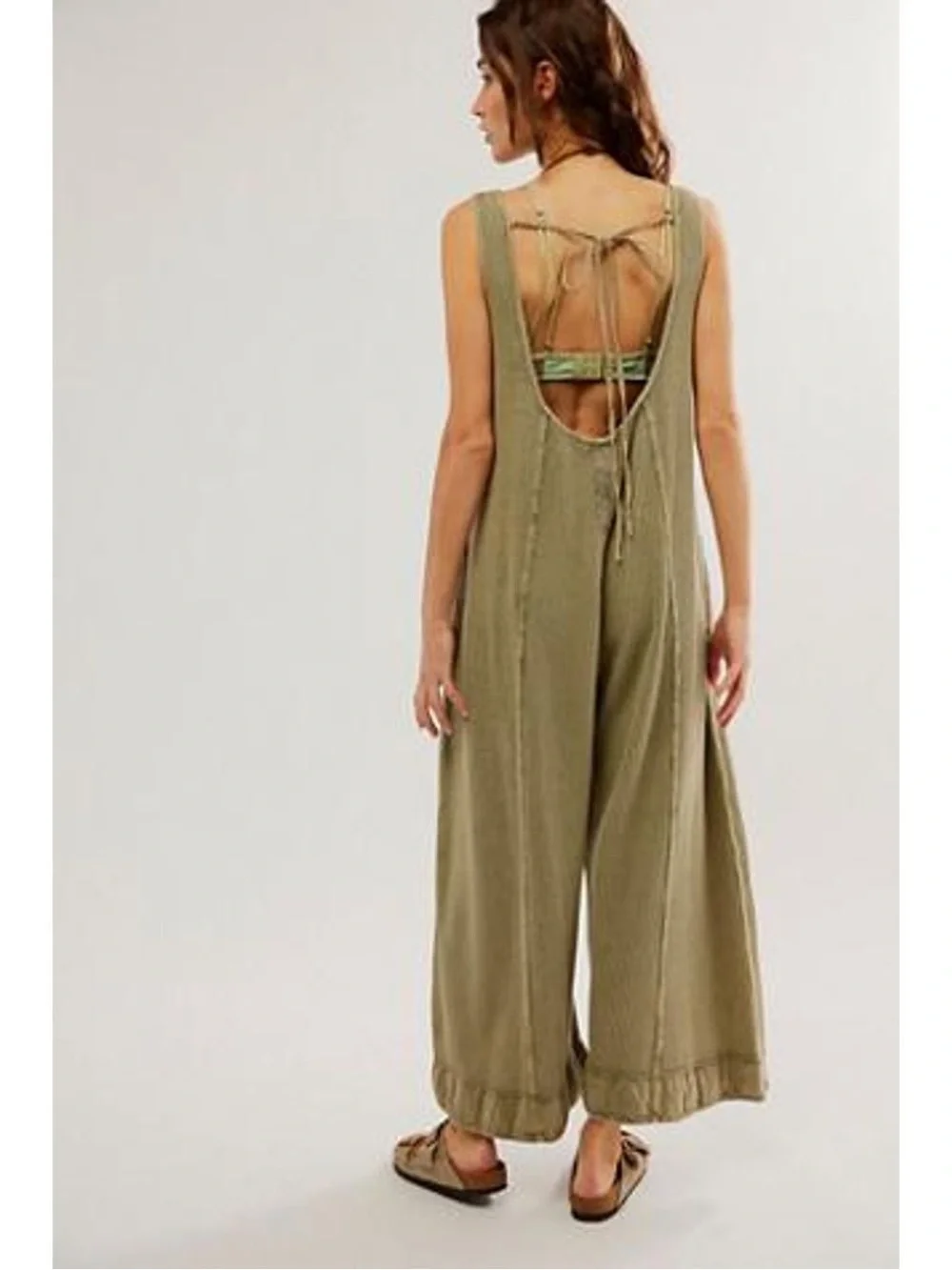 Free People FP One Callie One-Piece Wide-Legs Open Back Thermal Jumpsuit